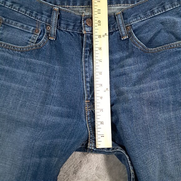 Levis 527 Jeans Mens 35x32, Tag 36x34 Boot Cut Whiskers Blue Denim Western - Picture 9 of 14